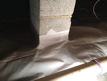 Crawlspace care Customer contacted us to clean and upgrade the appearance of crawlspace. New vapor barrier, wiring clean-up, replace failed insulation.