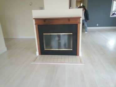 Red oak, tongue & groove, white finish