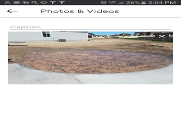 Photos by Starlake Advance Contractor Ll #4 A stamp concrete circle as part of the broom finished patio at the back yard