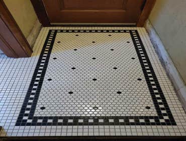 Black and white custom floor pattern, Minneapolis, MN