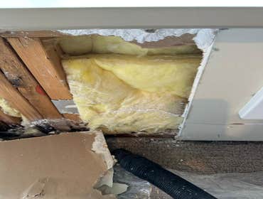 Water Mitigation This project was a roof leak the photos show initial inspection to post demo.