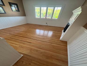 Photos by Floormasters & Design #1 Hardwood floor sanding and refinishing with some repairs.