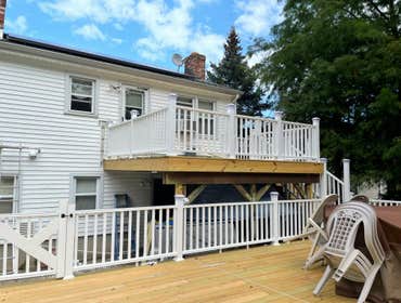Photos by Pamijo Home Improvements LLC #3 Remove old decking replaced with pressure treated wood and vinyl rails