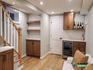 Washington DC - Full Basement Makeover Our client wanted to redesign her basement to better fit her lifestyle and enjoy spending extra time there.
We 