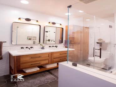 Start your full bathroom customization with us in 2020. Main Bathroom Remodel & New Laundry .
Great work with a custom cabinetry and wood/steel laundry