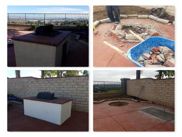 Fire pit and BBQ demo Corona before/after