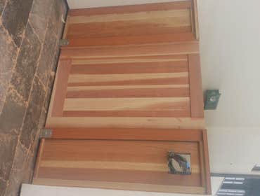 Redwood entry door