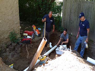 Excavation Completed excavation of a main sewer line