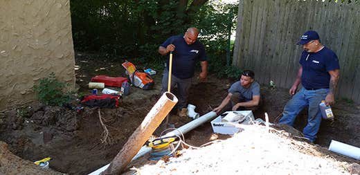 Excavation Completed excavation of a main sewer line