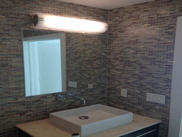 Glass tile bathroom