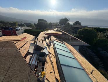 DaVinci Synthetic Slate Roof Installation of new decking with DaVinci Slate Roof