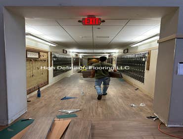 Photos by High Definition Flooring LLC #1 Commercial Project
Installed Kardean commercial Floor coverings
-13,000 Approx Sq Ft
Prep:
Subfloor Machine