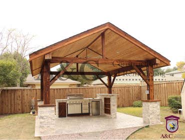Photos by A&c Construction & Remodeling #3 225 sqft Cedar Detached patio cover
350 sqft Stamped concrete
15 Ln ft Outdoor Kitchen
Wrapped decor base 