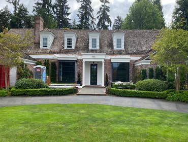 The old wood shake roof was removed and Davinci slate roof was installed