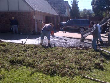 pouring concrete