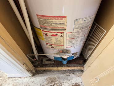 Water Heater Replacement/Vent Replacement Replacement of water heater, supply lines and vent through roof. Floor was damaged due to leak and was replac