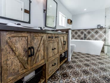 Constable Ave. Granada Hills Rustic Master Bathroom