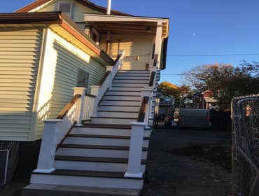 Malden deck Azek kona decking with Azek railings.