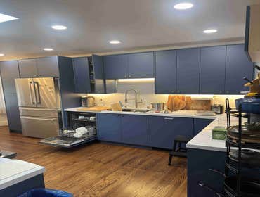 Photos by Kyvos Construction Inc #31 custom cabinets. Countertop. Backsplash porcelain tiles. new appliances. new drywall. celling lights. custom hardw