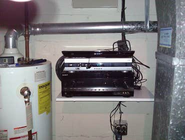 TV Install in Mt Lebannon 55" TV mounted in corrner of room on articulating arm mount. All components were installed in basement laundy area about 35 