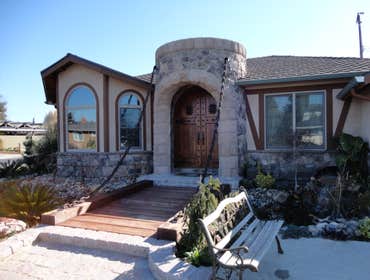Medieval themed drawbridge entry way