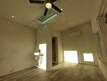 Photos by Stewart & Son Gate & Fence LLC #1 Tiny House with pergola. Small house 17' by 12' small bathroom with pocket door, and small sink with water 