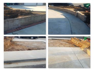 Block wall, planter, and driveway demo Norco before/after