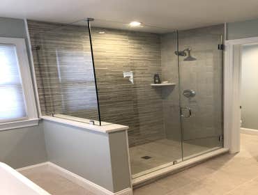 Enlarge Tile Shower with Frame Less Glass