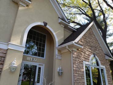 Photos by Donnelly Stucco & Construction Services LLC #4 Install proper saddle for water Diversion, repair soffit and dash