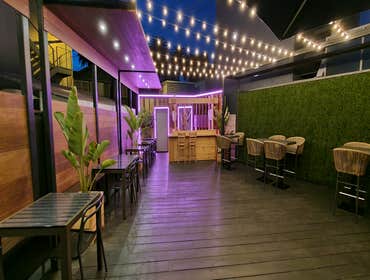 Sushi Restaurant Patio Expansion: Hama Sushi, Venice Beach Outdoor patio expansion design-build project for Hama Sushi in Venice Beach, CA. The side sp