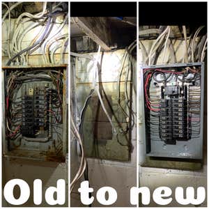 Electrical panel upgrade, separation of circuits Residence had a vast majority of the home on one 15 amp breaker, also breaker box was outdated,...