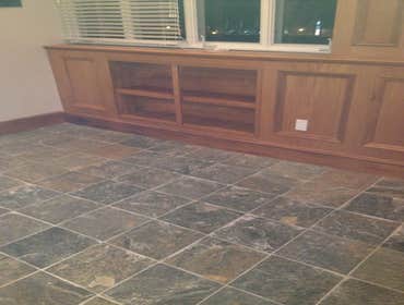 Project photos from DC Construction Services Custom built in cabinetry, shelving, doors, double bifold closet doors, baseboard. Staining! Chair rail, F
