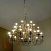 Project photos from Leclair Electric- interior lights through out home. Interior lighting in a residence. Can lights in the kitchen ceiling as well as 