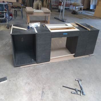 European frame less modern style cabinetry!! European frame less modern style.The flat slab fronts are so easy for clean them up.