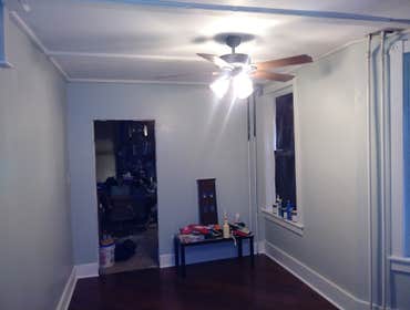 Photos by Oak and Stone Renovations #1 Insurance job. Small electrical fire damaging living room dining room and bath.