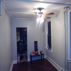 Photos by Oak and Stone Renovations #1 Insurance job. Small electrical fire damaging living room dining room and bath.