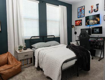 Industrial Modern This comic book loving gamer dreamed of modern loft.