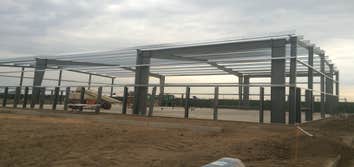 Borga metal building at the Fresno Yosemite air port for American ambulance
