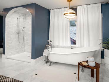 Photos by Atabelos Construction #1 master bathroom re-design and build 1/2 bath to full bath