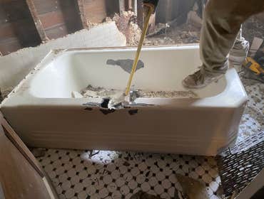 Photos by Djk Construction and Restoration, LLC #15 Older bathroom that we are doing now.
We removed the walls down to studs and removed concrete floor