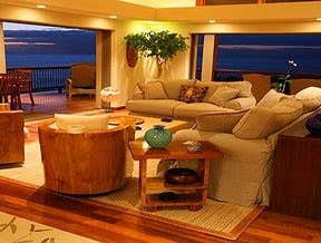 Living room with a sunset view