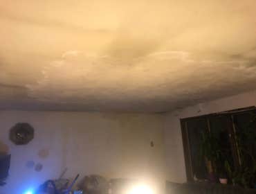 Swirl finish patch A patch in living room ceiling from water damage. It had a swirl finish. So we matched it accordingly.