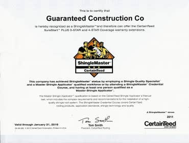 Certified Shingle Master
