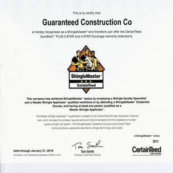 Certified Shingle Master