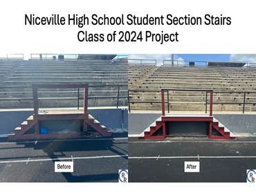 NHS Class of 2024 - New steps New steps in the student section of the football stadium!!! Thank you NHS Class of 2024 for allowing Rominger's Renovatio