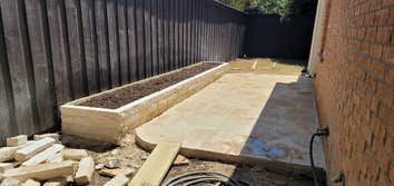 Photos by Alexsander Deoliveira Franca #1 multi-colored river rock new concrete walk way with wood bridge
