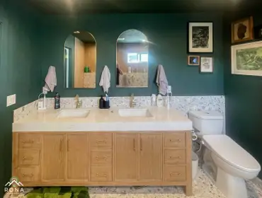 Redondo Beach Bathroom Remodel We transformed this Culver City bathroom into your elegant, modern sanctuary! Imagine a sleek gray double vanity with si