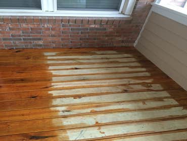 Screen Porch Enclosure, James Island Stained and sealed floors in newly added screen porch enclosure.