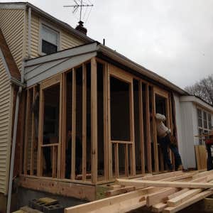 Maple Ave. Remodel of house outside and inside.
New front porch with small bump out on left side of front of house. Also with a 15'x25' addition...
