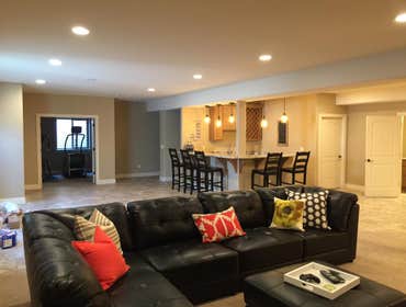 West Arvada basement Full basement finish. This basement has 2 bedrooms, a full bath, wet bar and very nice open concept.